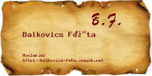 Balkovics Fáta névjegykártya